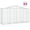 vidaXL Paniers &agrave; gabions arqu&eacute;s 3 pcs 200x50x100/120 cm fer galvanis&eacute;