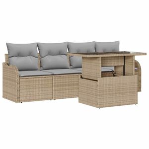 vidaXL Ensemble de canap&eacute; de jardin 5 pc 4-Nombre de places Beige