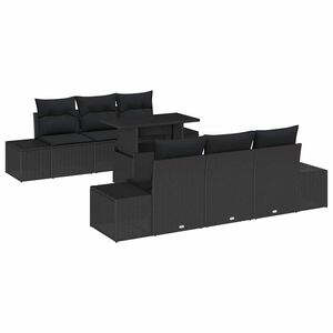 vidaXL Ensemble de canap&eacute; de jardin 7 pc Noir