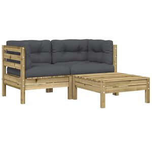 vidaXL Canap&eacute; de jardin avec coussins et repose-pied 2 places