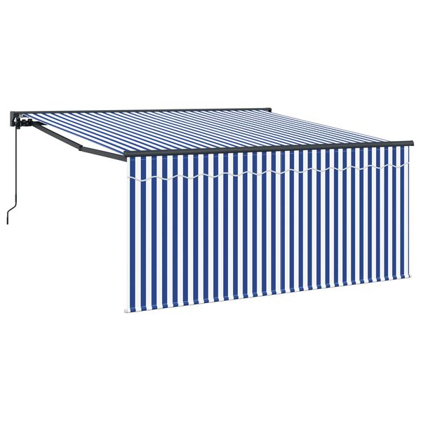 vidaXL Auvent R&eacute;tractable Bleu et Blanc 350 x 250 cm