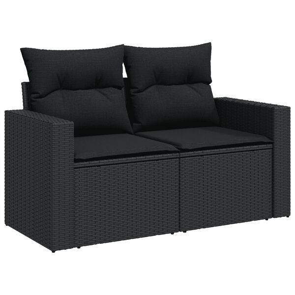 vidaXL Salon de jardin 4 pcs avec coussins noir r&eacute;sine tress&eacute;e