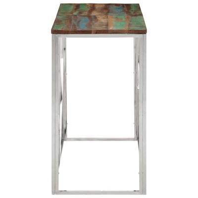 vidaXL Table console argenté acier inoxydable/bois massif récupération