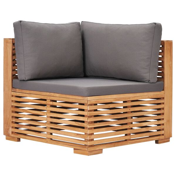 vidaXL Salon de jardin 5 pcs avec coussin gris fonc&eacute; bois de teck