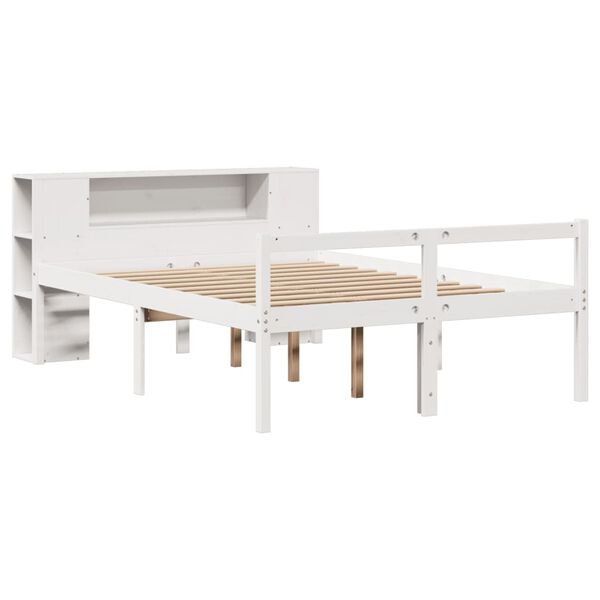 vidaXL Lit biblioth&egrave;que sans matelas blanc 120x190 cm bois pin massif