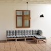 vidaXL Salon de jardin 5 pcs avec coussins Bois de pin massif