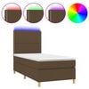vidaXL Sommier &agrave; lattes de lit et matelas et LED Marron fonc&eacute; 90x200cm
