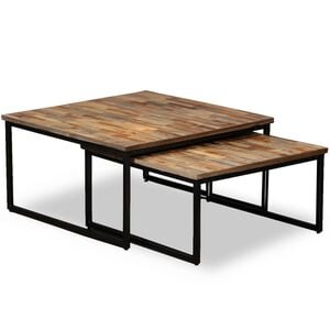 vidaXL Ensemble de table basse gigogne 2 pcs Teck massif r&eacute;cup&eacute;ration