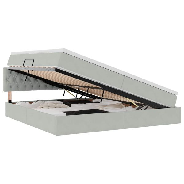 vidaXL Lit avec rangement et LED Gris clair 200 x 200 cm Velours