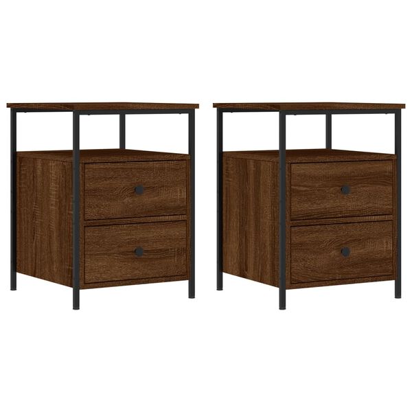 vidaXL Tables de chevet 2 pcs ch&ecirc;ne marron 44x45x60 cm bois ing&eacute;nierie