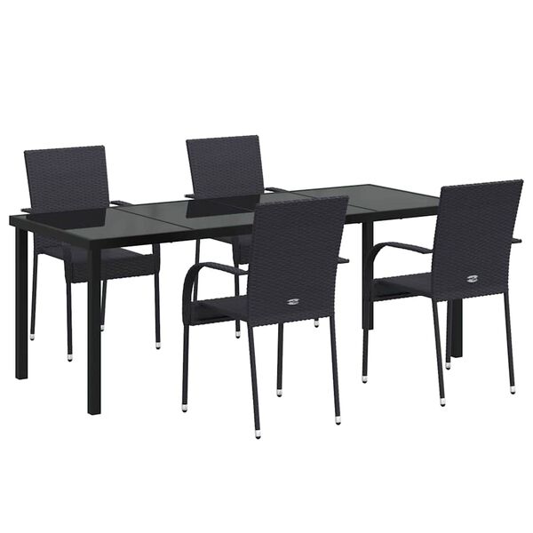 vidaXL Ensemble de salle &agrave; manger pour jardin 5 pcs Noir