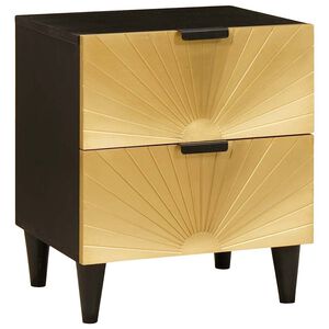vidaXL Table de chevet Noir et or 40 x 33 x 46 cm Bois d'ing&eacute;nierie