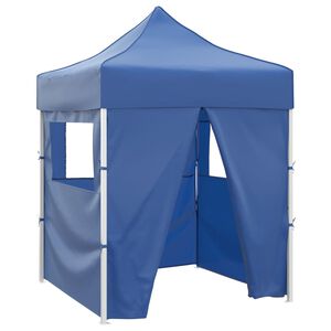 vidaXL Tente de r&eacute;ception pliable avec 4 parois 2x2 m Acier Bleu
