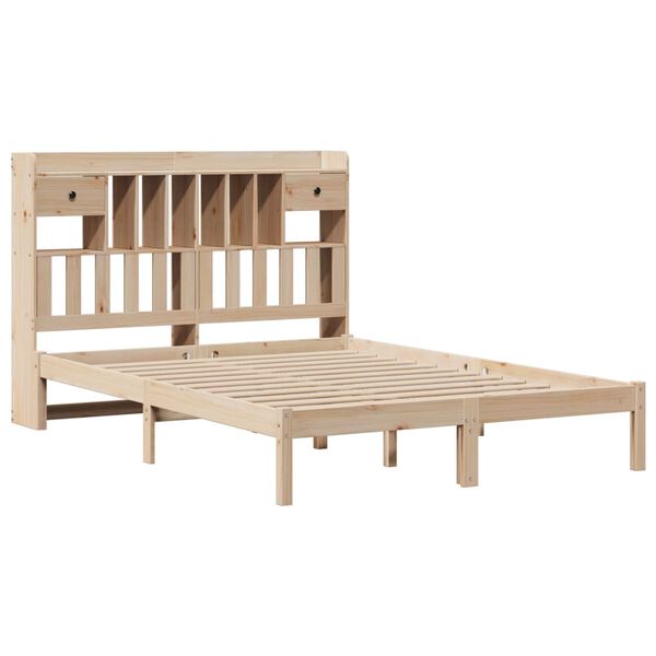 vidaXL Lit biblioth&egrave;que sans matelas 140x190 cm bois de pin massif