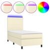vidaXL Sommier &agrave; lattes de lit avec matelas et LED Cr&egrave;me 90x190 cm