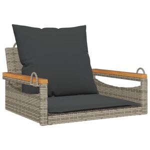 vidaXL Balancelle avec coussins gris 63x62x40 cm r&eacute;sine tress&eacute;e