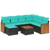 vidaXL Ensemble de canap&eacute; de jardin 8 pcs avec coussins noir r&eacute;sine tress&eacute;e