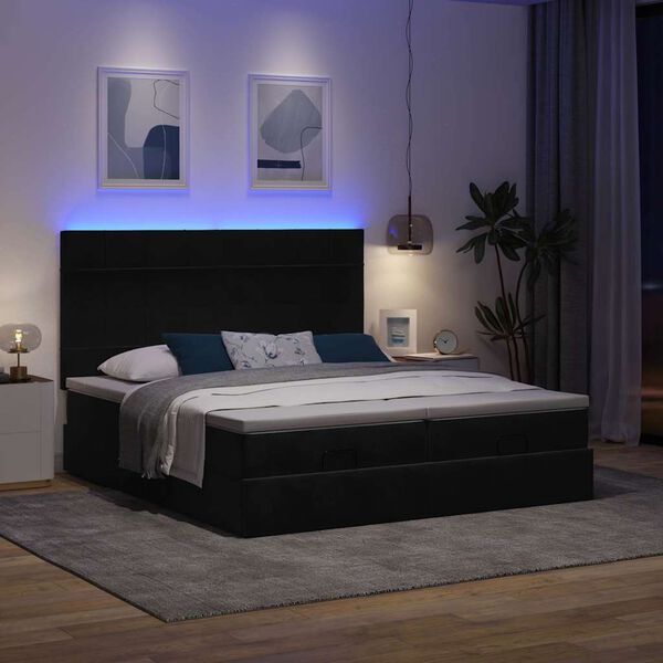 VidaXL Cadre de lit ottoman avec matelas noir 180x200cm velours
