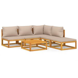 vidaXL Salon de jardin 6 pcs avec coussins taupe bois massif