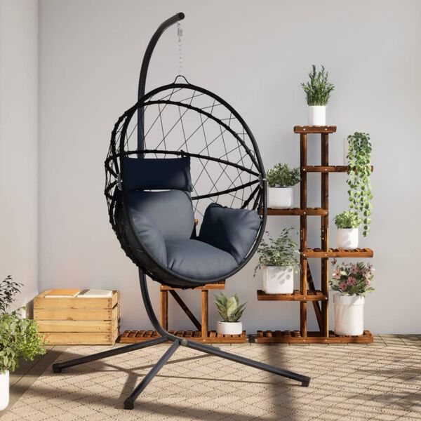 vidaXL Chaise suspendue en forme d'œuf avec support anthracite