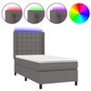 vidaXL Sommier &agrave; lattes de lit matelas LED Gris 100x200 cm Similicuir