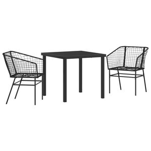 vidaXL Ensemble de salle à manger pour jardin 3 pcs Noir polyrotin