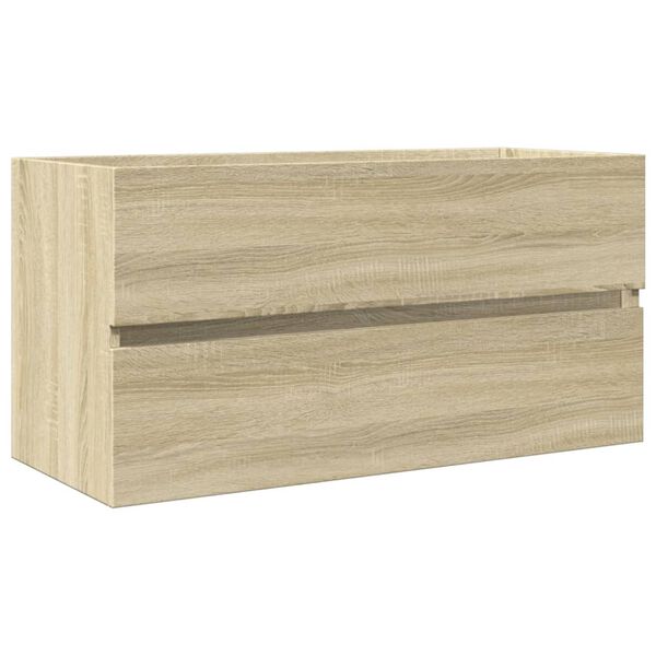 vidaXL Ensemble de meubles de bain 2pcs c&eacute;ramique et bois d'ing&eacute;nierie