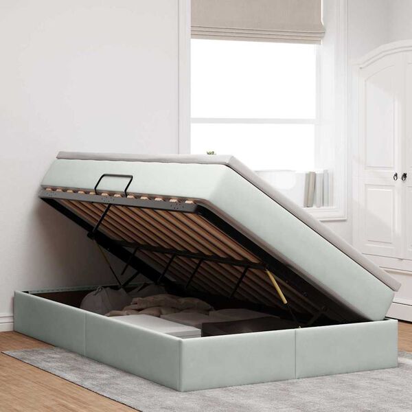 vidaXL Lit avec rangement et matelas Gris clair 120 x 200 cm Velours