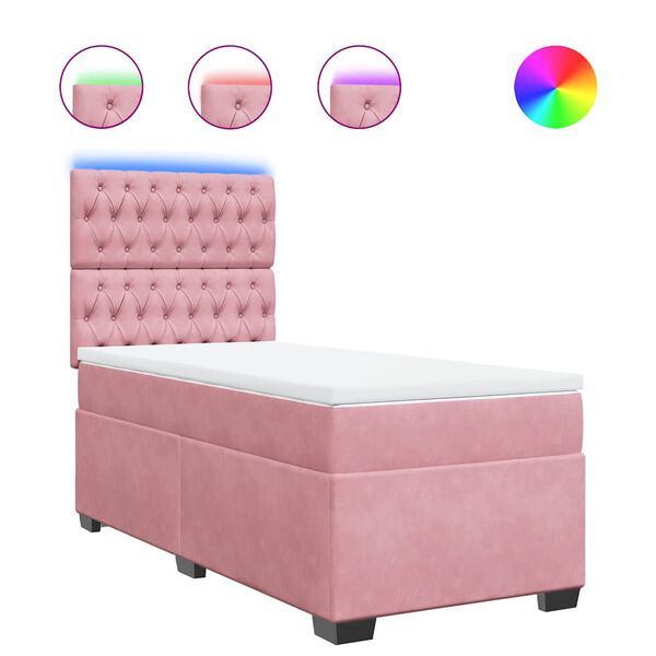 vidaXL Sommier &agrave; lattes de lit avec matelas Rose 90x190 cm Velours