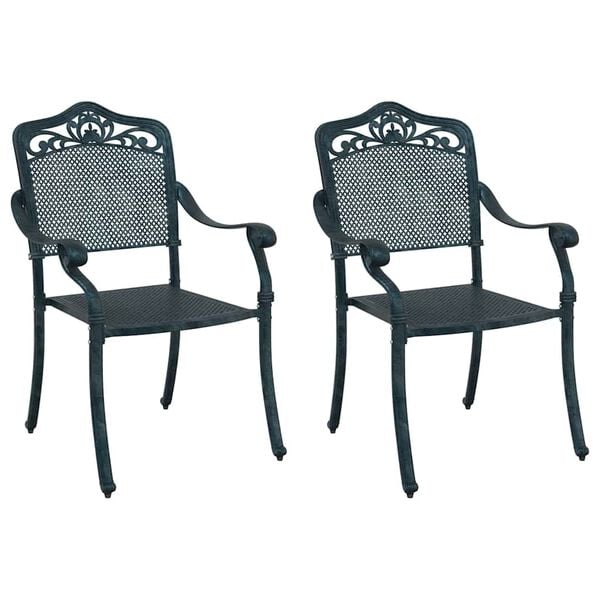 vidaXL Chaise de jardin 2 pcs Vert 64 x 62 x 93cm Aluminium
