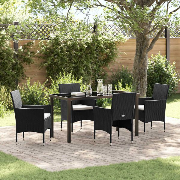 vidaXL Ensemble de salle &agrave; manger pour jardin 5 pcs Noir polyrotin