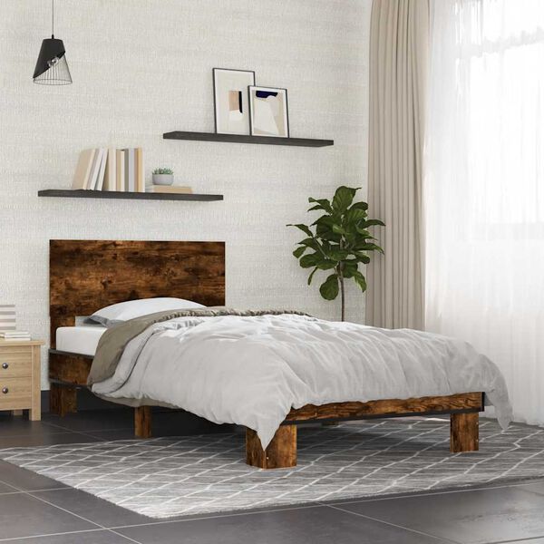 vidaXL Cadre de lit sans matelas ch&ecirc;ne fum&eacute; 90x200 cm