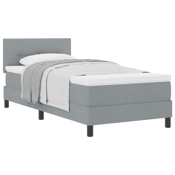 vidaXL Lit &agrave; ressorts avec matelas Gris clair 90 x 200 cm tissu