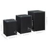 vidaXL Tables d'appoint 3 pcs et dessus en verre Noir Résine tressée