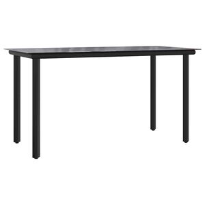 vidaXL Table &agrave; d&icirc;ner de jardin Noir 200x100x74cm Acier et verre tremp&eacute;
