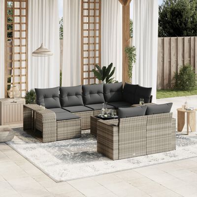 vidaXL Salon de jardin 11 pcs avec coussins gris clair résine tressée