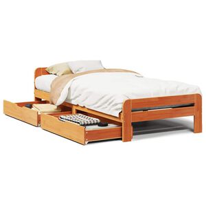 vidaXL Cadre de lit sans matelas cire marron 75x190 cm bois pin massif