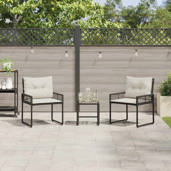 vidaXL Ensemble de meubles d'ext&eacute;rieur 3 pcs Noir et Blanc