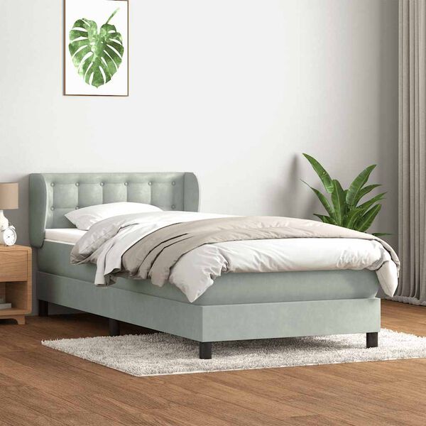 vidaXL Sommier &agrave; lattes de lit et matelas gris clair 80x210 cm velours