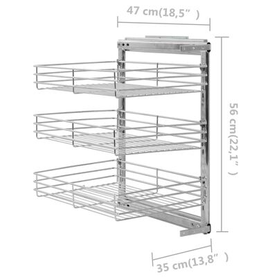 vidaXL Panier à 3 niveaux métallique de cuisine 47x35x56 cm