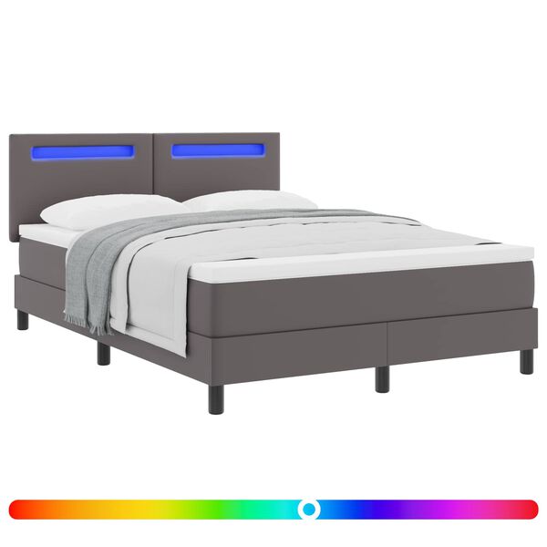 vidaXL Lit &agrave; ressorts avec matelas Gris 160 x 200 cm Simili cuir