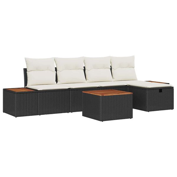 vidaXL Ensemble de canap&eacute; de jardin 6 pcs Noir Poly rotin
