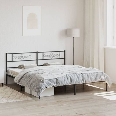 vidaXL Cadre de lit métal sans matelas avec tête de lit noir 193x203cm