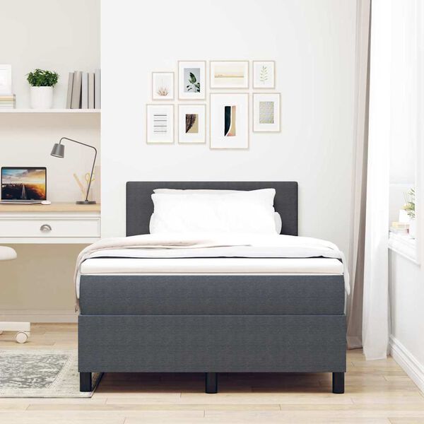 vidaXL Lit &agrave; ressort LED Gris fonc&eacute; et blanc 120 x 190 cm