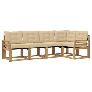vidaXL Ensemble de canap&eacute;s d'ext&eacute;rieur 5 pc Blanc et Beige