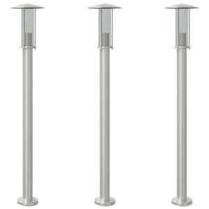 vidaXL Lampadaires d'ext&eacute;rieur 3 pcs argent&eacute; 100 cm acier inoxydable
