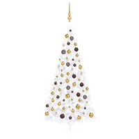 vidaXL Demi-arbre de Noël artificiel pré-éclairé et boules blanc 240cm