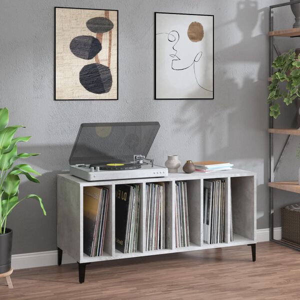vidaXL Armoire &agrave; disques gris b&eacute;ton 100x38x48 cm bois d'ing&eacute;nierie