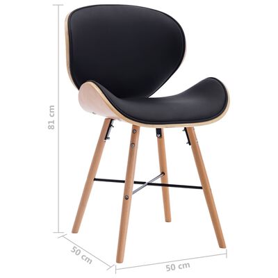 vidaXL Chaises à manger lot de 6 noir similicuir et bois courbé