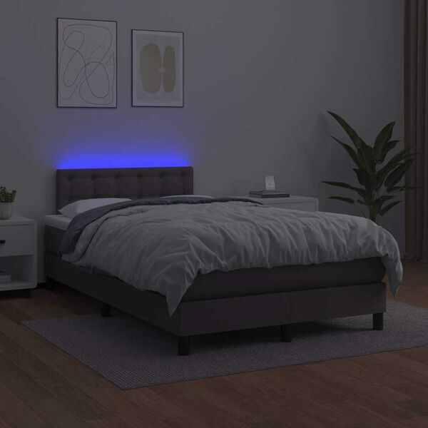 vidaXL Sommier &agrave; lattes de lit matelas LED gris 120x190 cm similicuir